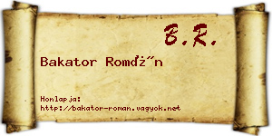 Bakator Román névjegykártya